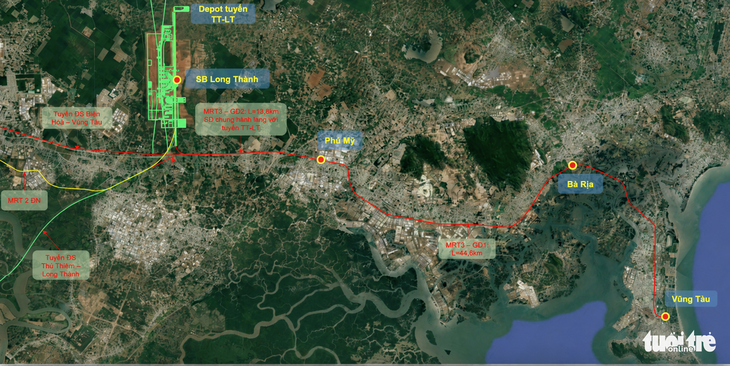 Quy hoạch đề xuất tuyến Metro số 3 (Vũng Tàu - Long Thành)